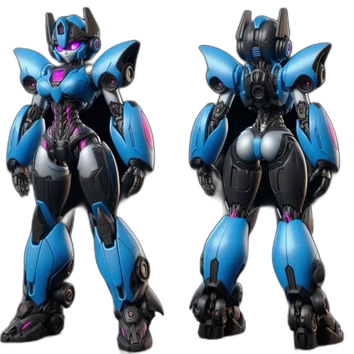 robot, concept art, 3d render, blue transparent PNG cut-out