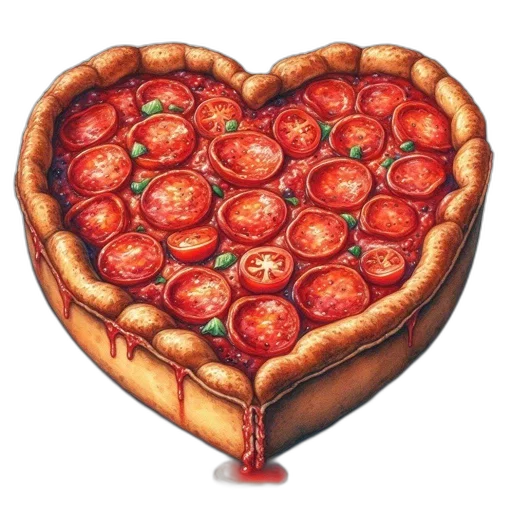 food, photorealistic, pixel art, heart-shaped transparent PNG cut-out