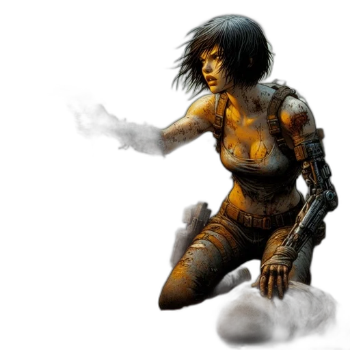 concept art, fantasy art, comic book art, cyberpunk transparent PNG cut-out