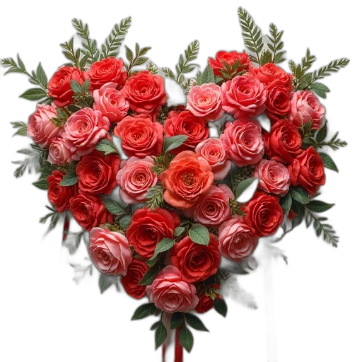 flower, photorealistic, red, heart transparent PNG cut-out