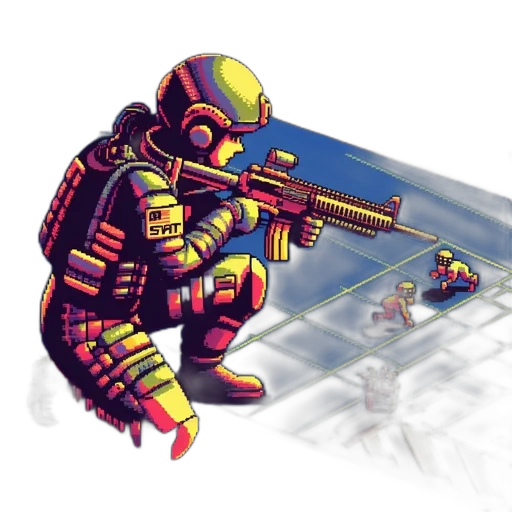 weapon, robot, pixel art, concept art transparent PNG cut-out