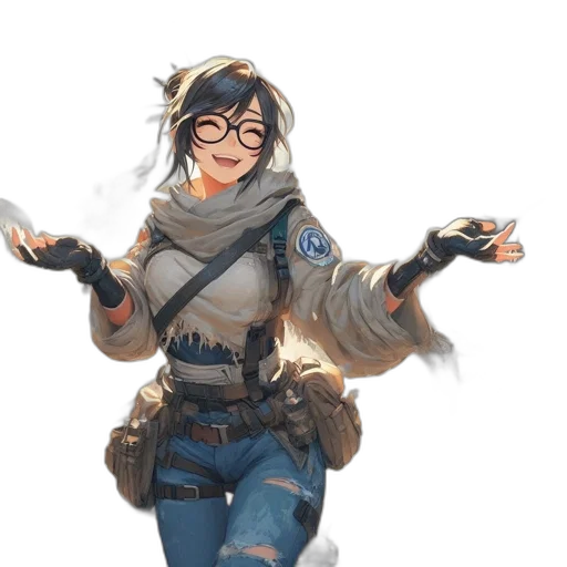 jacket, weapon, staff, mask transparent PNG cut-out