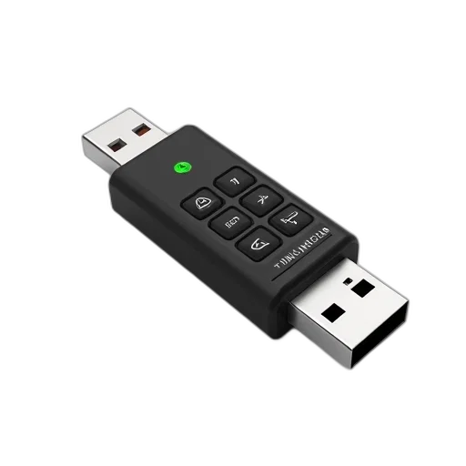 3d render, black, usb, flash transparent PNG cut-out