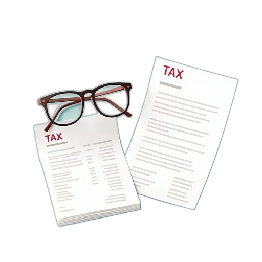 tax, invoices, papers, glasses transparent PNG cut-out