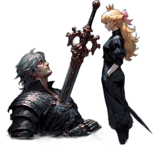 sword, staff, weapon, crown transparent PNG cut-out