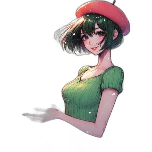 hat, dress, flower, staff transparent PNG cut-out