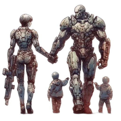 robot, weapon, concept art, comic book art transparent PNG cut-out