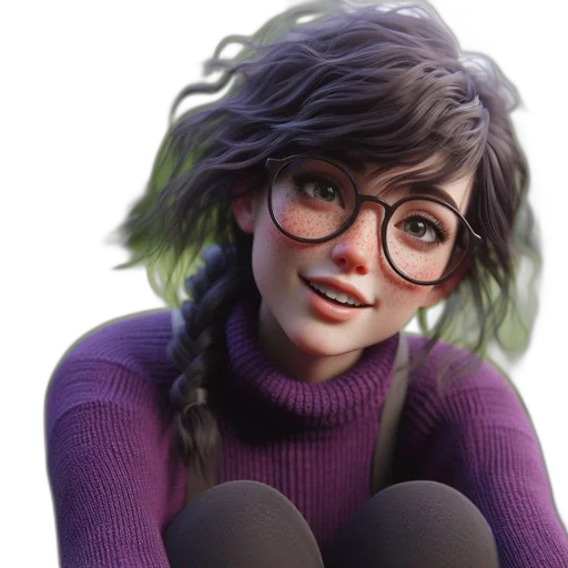 face, hair, creature, staff transparent PNG cut-out