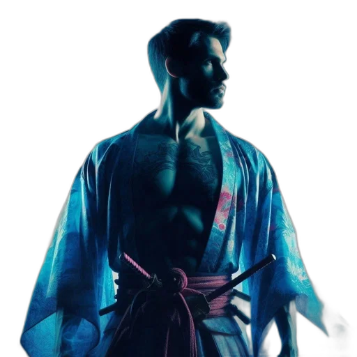 jacket, staff, sword, vaporwave transparent PNG cut-out