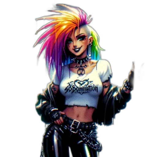 jacket, staff, hair, cyberpunk transparent PNG cut-out
