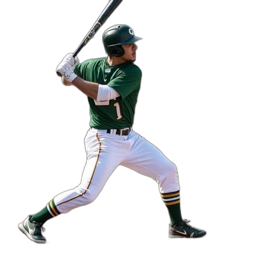 baseball, player, green, white transparent PNG cut-out