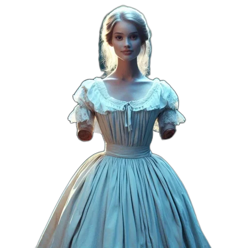 dress, staff, crown, 3d render transparent PNG cut-out