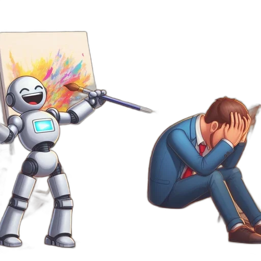 robot, concept art, pixel art, watercolor transparent PNG cut-out