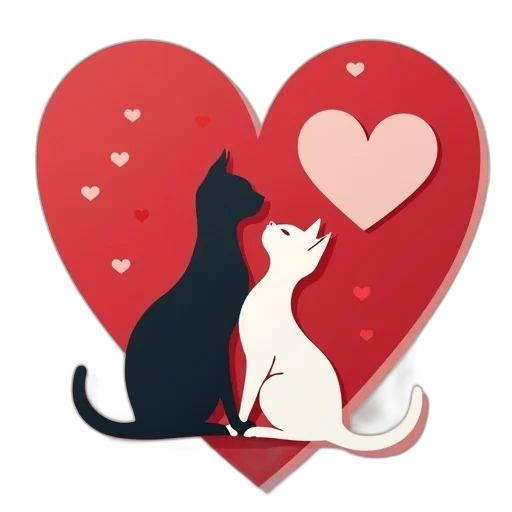valentine, card, heart, cat transparent PNG cut-out