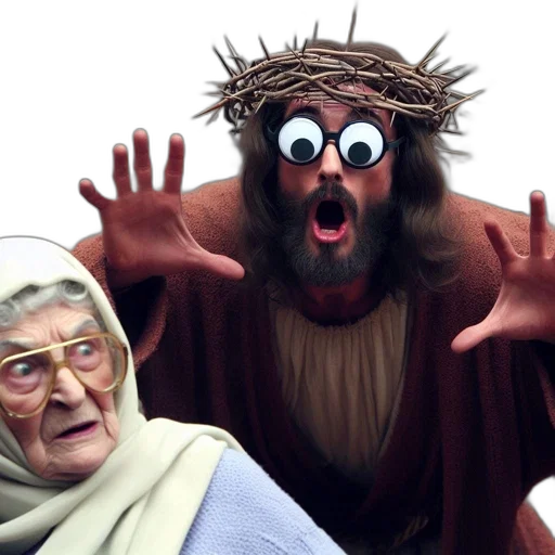 two, characters, one, appearing transparent PNG cut-out