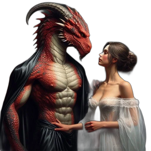dragon, creature, dress, fantasy art transparent PNG cut-out