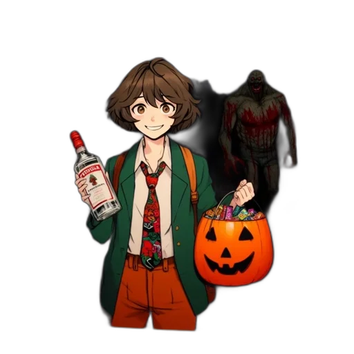 jacket, creature, staff, pixel art transparent PNG cut-out