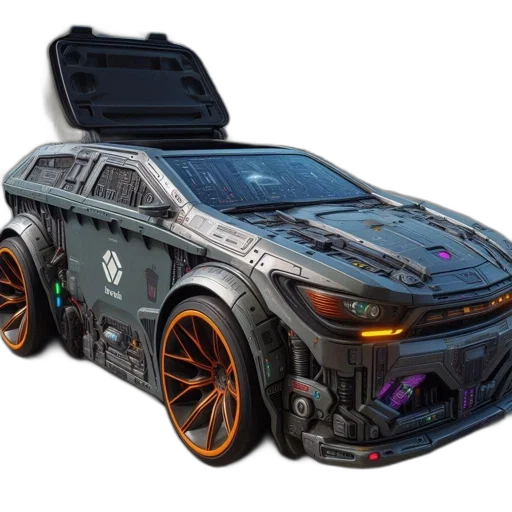 car, weapon, concept art, cyberpunk transparent PNG cut-out