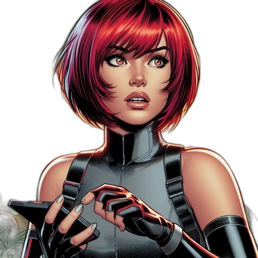 comic book art, concept art, red, focused transparent PNG cut-out