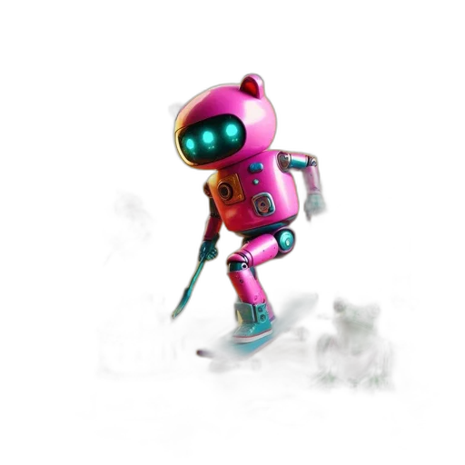 robot, creature, staff, weapon transparent PNG cut-out
