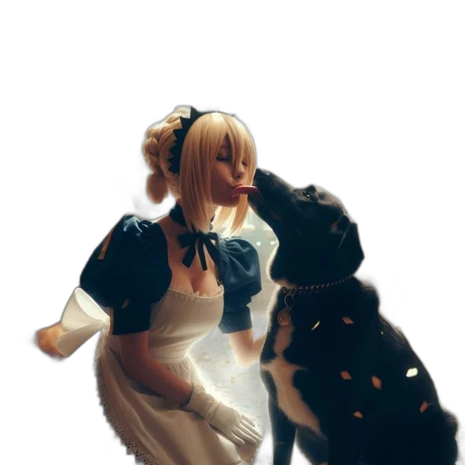 dress, staff, animal, creature transparent PNG cut-out