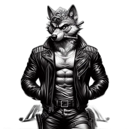 jacket, animal, mask, cyberpunk transparent PNG cut-out