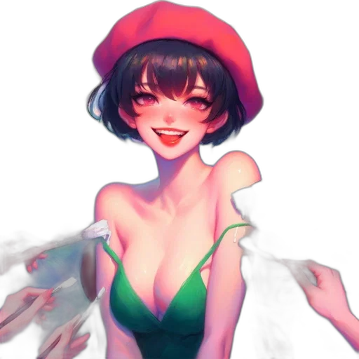 hat, dress, face, anime transparent PNG cut-out