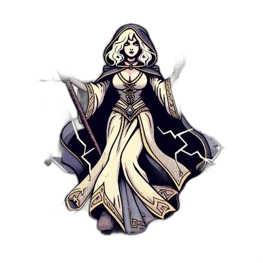 dress, staff, jewelry, fantasy art transparent PNG cut-out