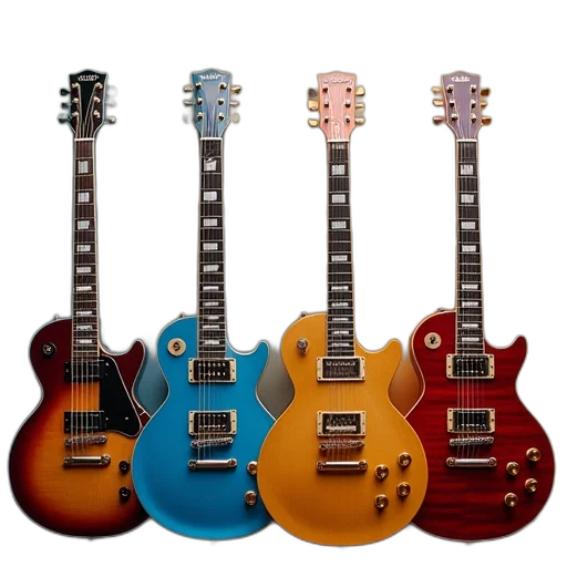 colorful, blue, array, guitars transparent PNG cut-out
