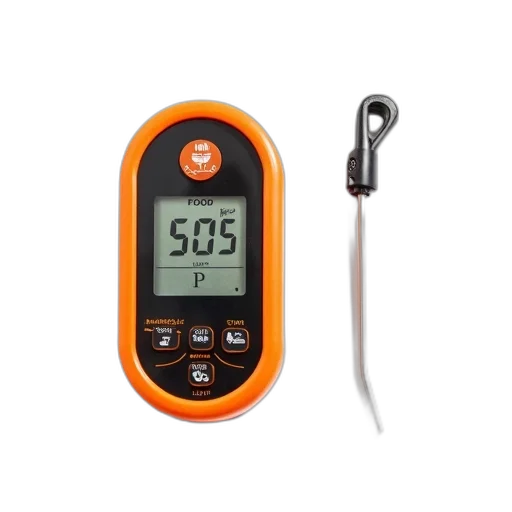 digital, thermometer, orange, black transparent PNG cut-out