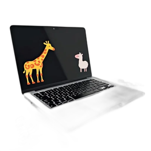 animal, 3d render, silver, laptop transparent PNG cut-out