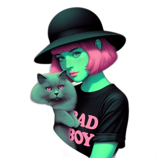 hat, cartoon, vaporwave, fantasy art transparent PNG cut-out