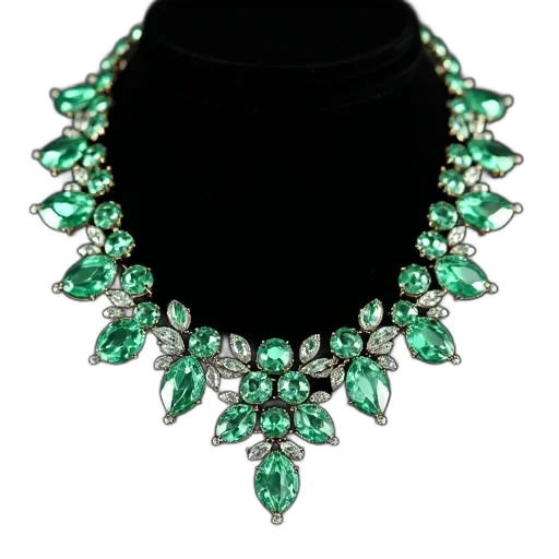 jewelry, crown, green, necklace transparent PNG cut-out