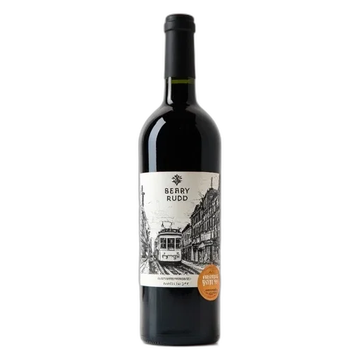 bottle, wine, label, featuring transparent PNG cut-out