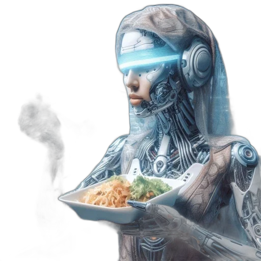 robot, food, cyberpunk, concept art transparent PNG cut-out