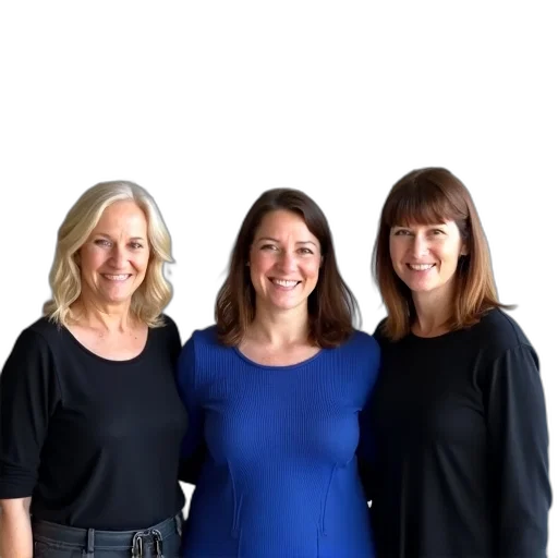 staff, dress, three, women transparent PNG cut-out
