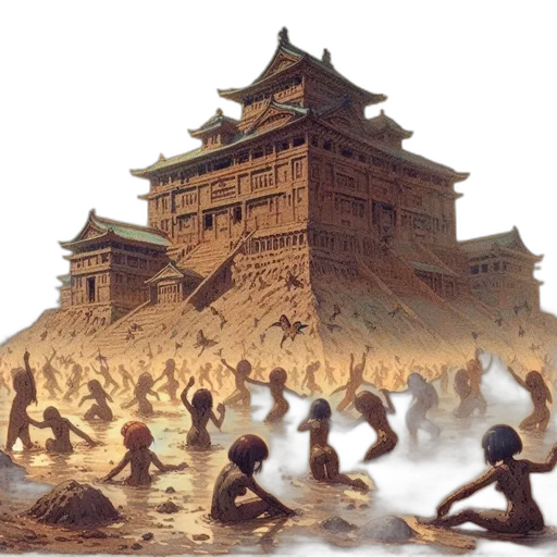 building, concept art, photorealistic, oil painting transparent PNG cut-out