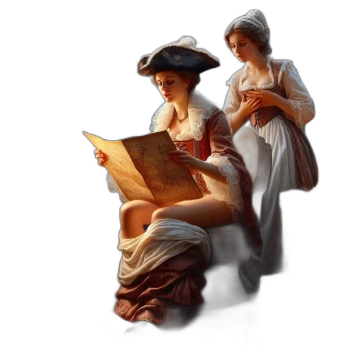 hat, dress, furniture, oil painting transparent PNG cut-out