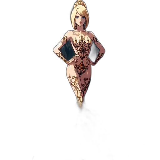 dress, jewelry, staff, concept art transparent PNG cut-out