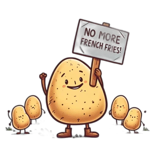 food, cartoon, potatoes, varied transparent PNG cut-out