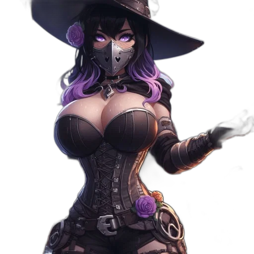 dress, hat, staff, fantasy art transparent PNG cut-out