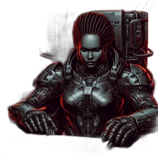 robot, concept art, cyberpunk, fantasy art transparent PNG cut-out