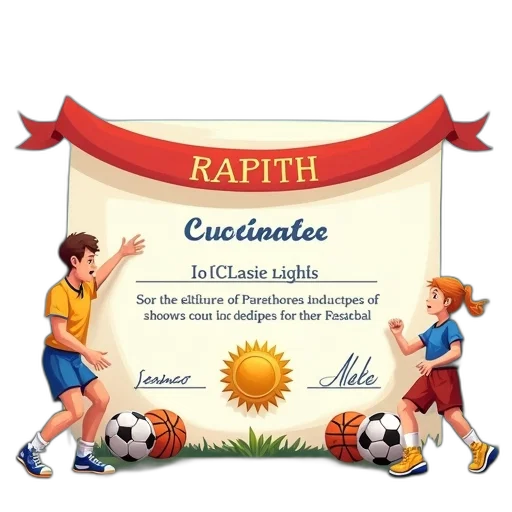 certificate, participation, sports, camp transparent PNG cut-out