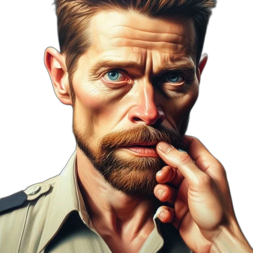 face, staff, photorealistic, comic book art transparent PNG cut-out