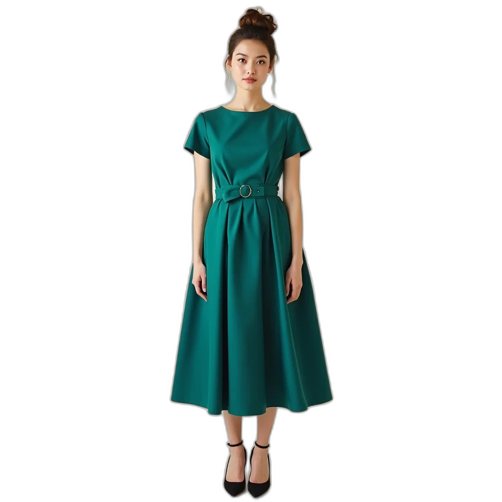 dress, green, earth tones, dark transparent PNG cut-out
