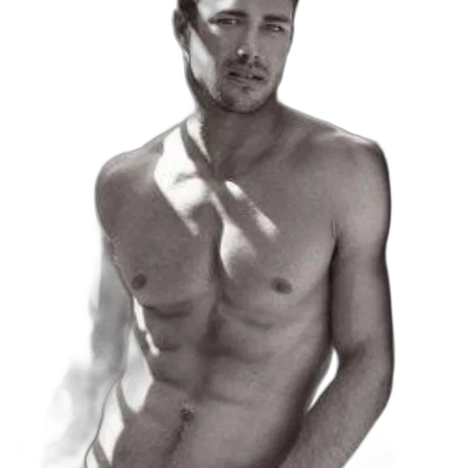 photorealistic, black-and-white, photo, muscular transparent PNG cut-out