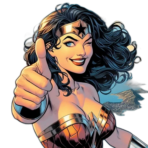 comic book art, woman, likely, wonder transparent PNG cut-out