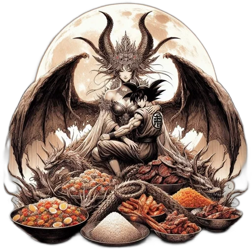 dragon, food, creature, fantasy art transparent PNG cut-out