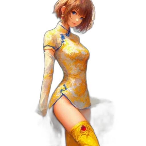 dress, robot, staff, weapon transparent PNG cut-out