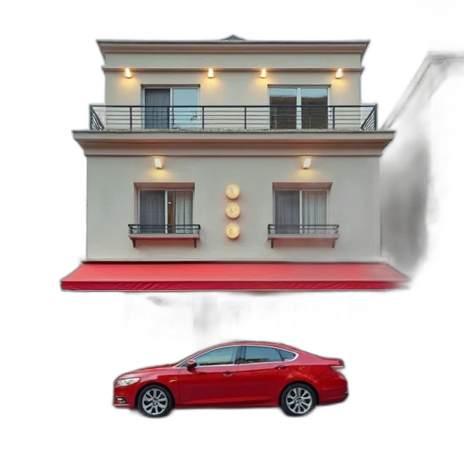 car, building, 3d render, concept art transparent PNG cut-out